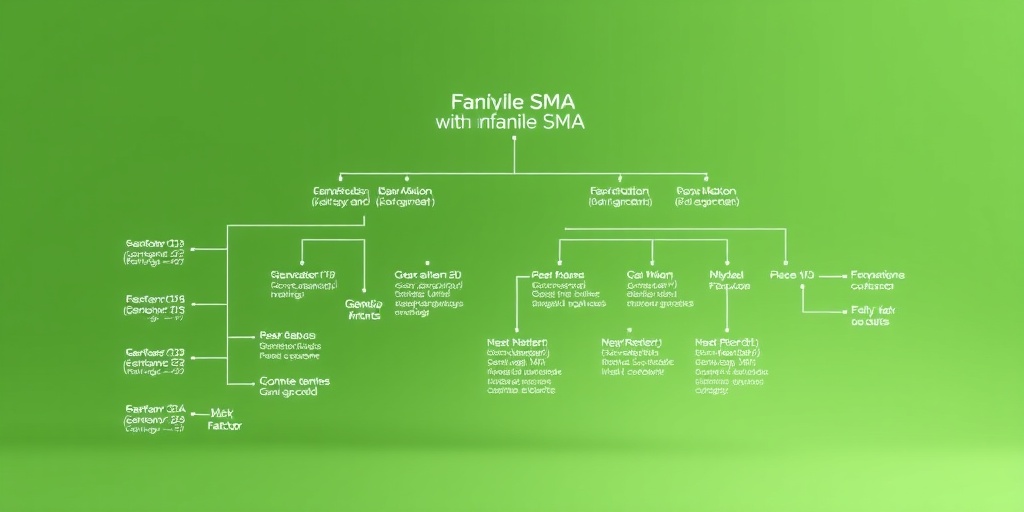 A family tree diagram illustrates genetic markers for SMA, set against a serene green backdrop, educating viewers compassionately. 3.png