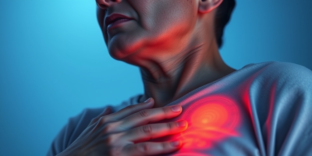 A patient expresses discomfort from chest pain and abdominal issues, captured in a serene blue setting.  2.png