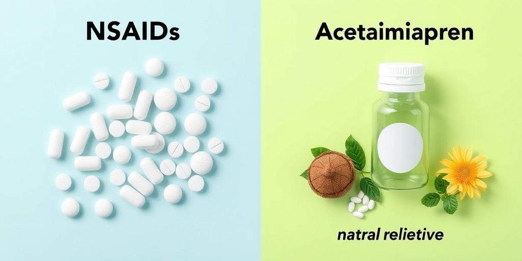 A split-screen comparison of NSAIDs and other pain relievers, highlighting their unique characteristics against a soft blue-green gradient.  4.png