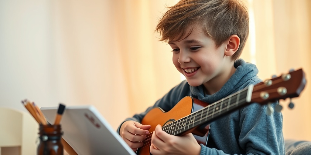 A teenager with Noonan Syndrome joyfully engages in painting, surrounded by a soothing blend of creamy whites and subtle blue.  5.png