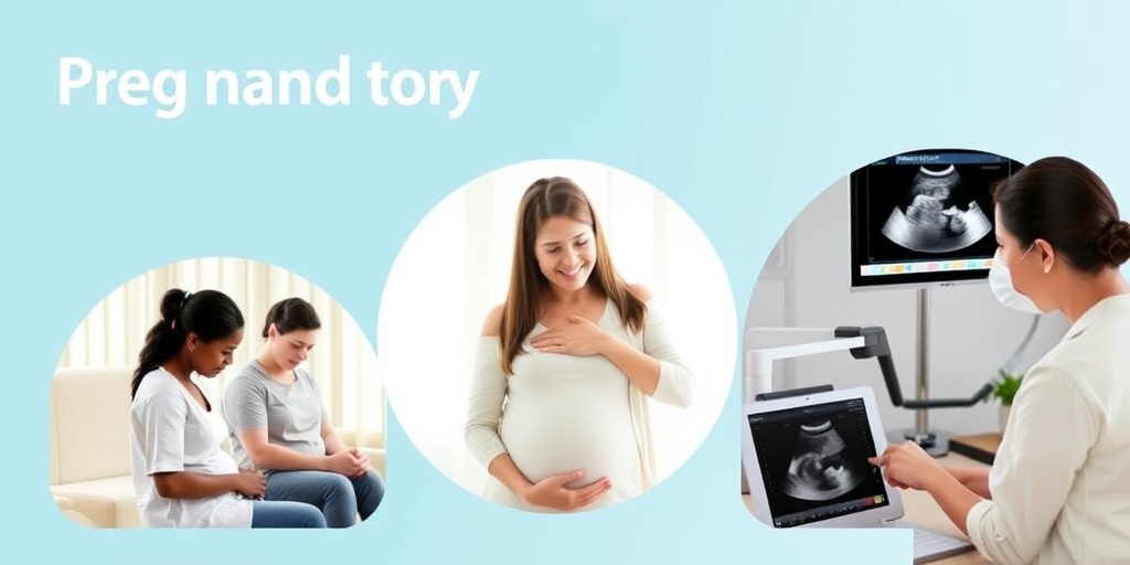 A vibrant collage showcasing prenatal classes, counseling, and ultrasound services, emphasizing care and professionalism in a bright environment.2.png