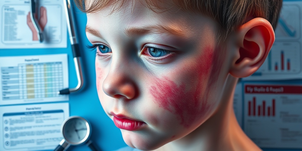 Close-up of skin affected by Van Lohuizen Syndrome, showcasing unique pigmentation against a clinical backdrop of medical tools.  2.png