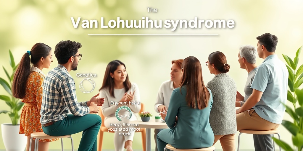 Diverse individuals engage in discussions about genetics and environmental factors related to Van Lohuizen Syndrome in a community health setting.  3.png