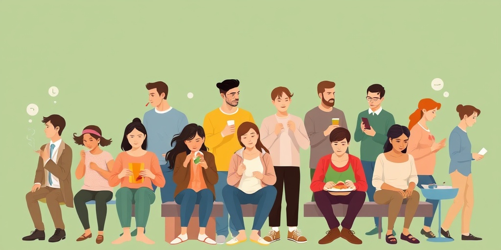 Individuals representing lifestyle risk factors for cribriform carcinoma, depicted in realistic scenarios against a calming background.3.png