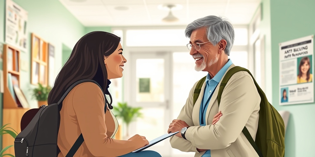 A community center scene shows a counselor assisting a young person, with bright colors promoting a safe, supportive environment.  5.png