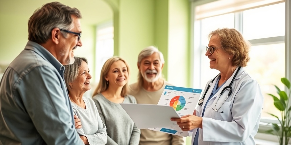 A compassionate doctor discusses treatment options with a hopeful family in a bright, welcoming clinic. 4.png