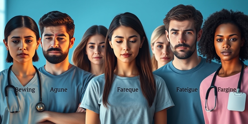 A diverse group in a clinical setting displays symptoms of thrombocytopenia, emphasizing the need for awareness and understanding.2.png