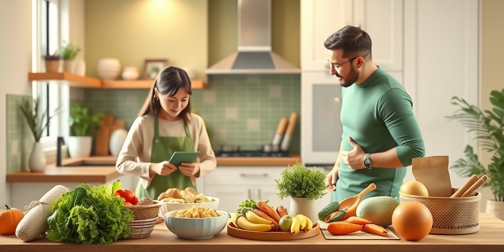A family preparing a nutritious meal in a cozy kitchen, emphasizing home care for managing gastroenteropathy effectively.  5.png
