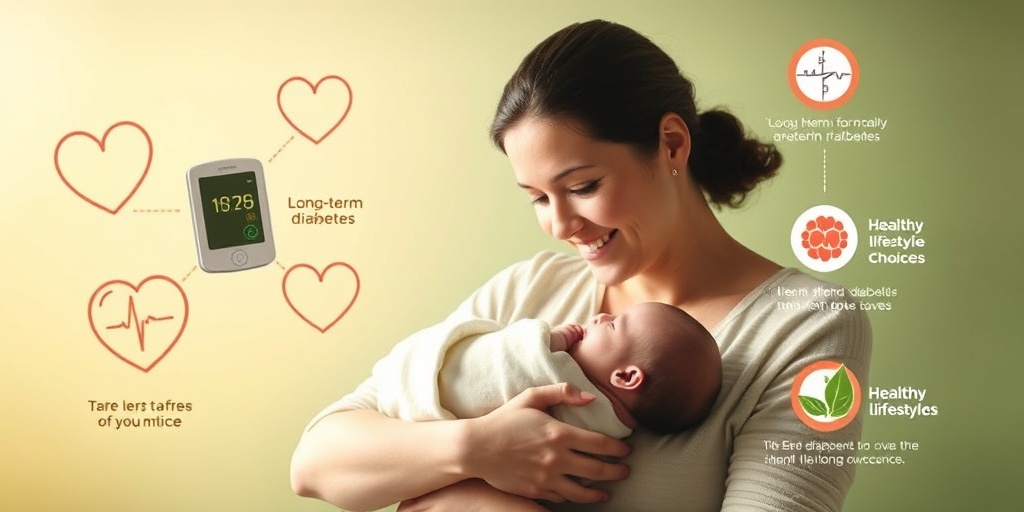 A mother smiles while holding her newborn, surrounded by symbols of health, in a nurturing environment filled with soft, warm light.  5.png