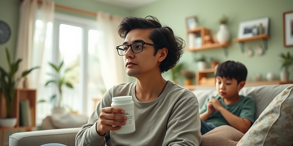 A person with porphyria engages in daily life at home, surrounded by family, showcasing resilience and support. 5.png