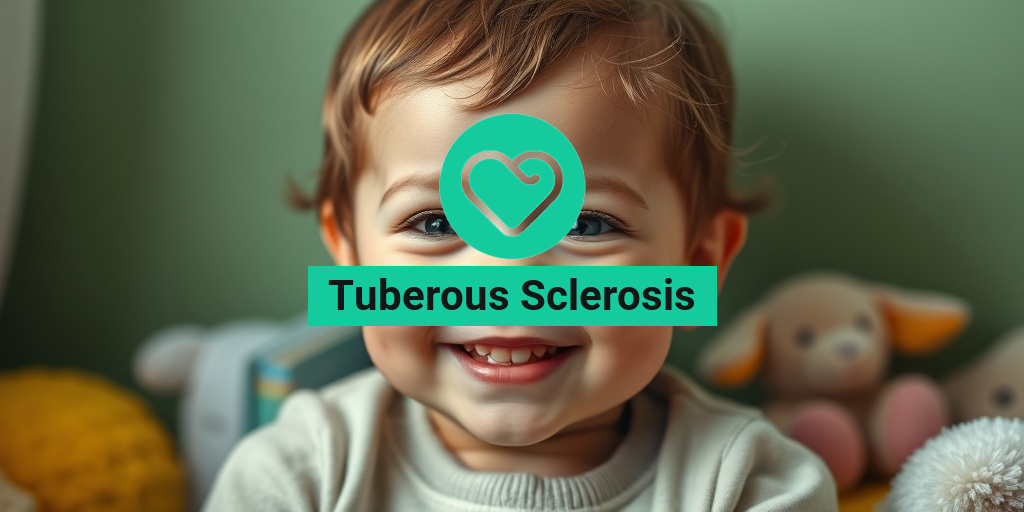 A smiling child with Tuberous Sclerosis, surrounded by soft toys and colorful books in a warm environment. β’ Yesil Health