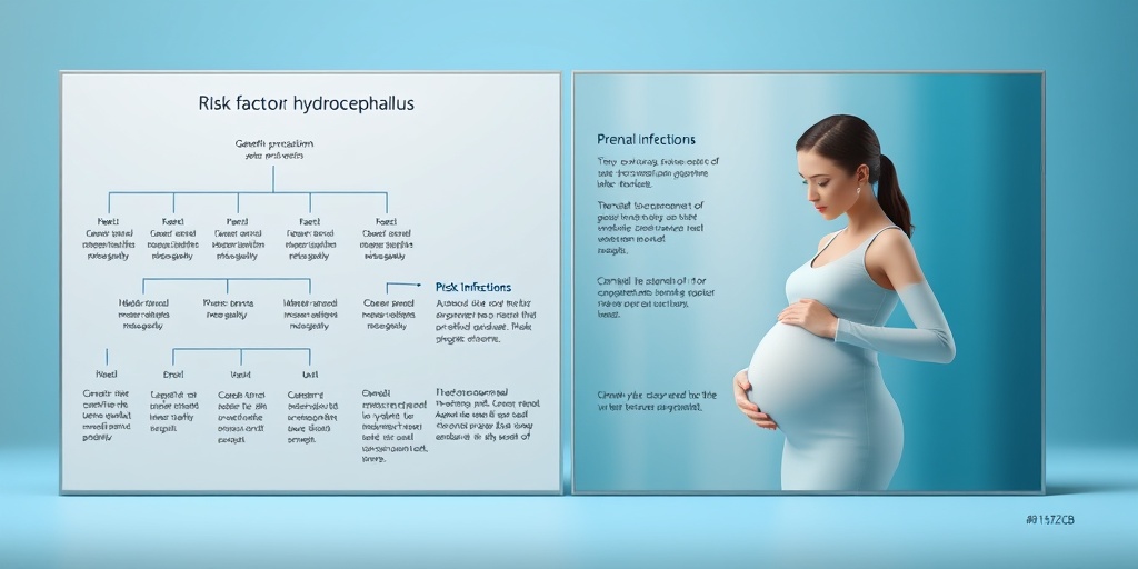 A split-screen image showing genetic risk factors for hydrocephalus alongside a pregnant woman in a medical setting.  3.png