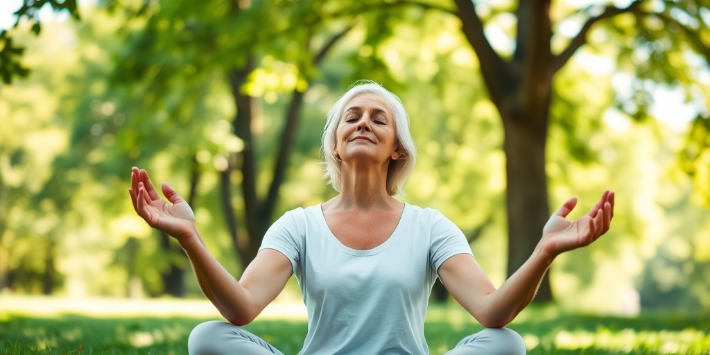 An individual practicing yoga outdoors, embodying tranquility and wellness while living with bradycardia, surrounded by nature's beauty.  5.png