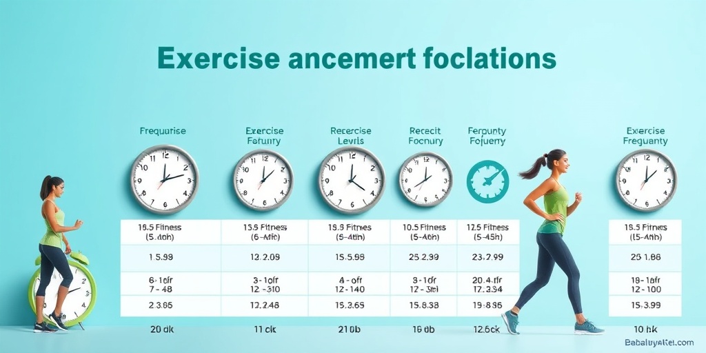 An infographic illustrates exercise frequency recommendations, blending photorealistic elements with individuals working out against a subtle blue background.  4.png