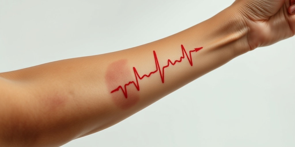 Close-up of a patient's arm shows discoloration and diminished pulse, emphasizing the effects of Takayasu Disease in a soft white setting.  2.png