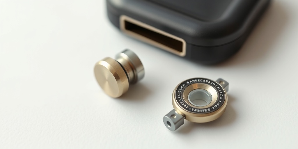 Close-up of cochlear implant components on a white surface, highlighting intricate designs against a calming green backdrop.  2.png