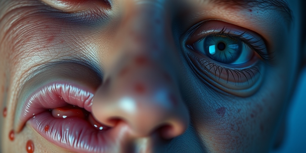 Close-up of painful mouth sores and skin lesions, highlighting the challenges of Halushi-Behcet's Syndrome.  2.png