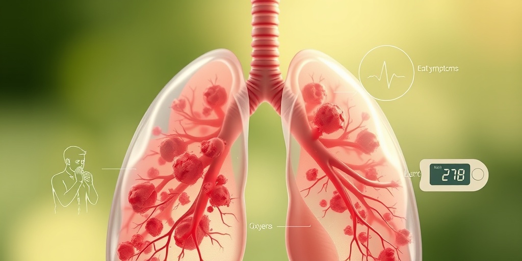 Close-up of translucent lungs reveals damage from familial emphysema, surrounded by symptoms like coughing and low oxygen levels.  2.png