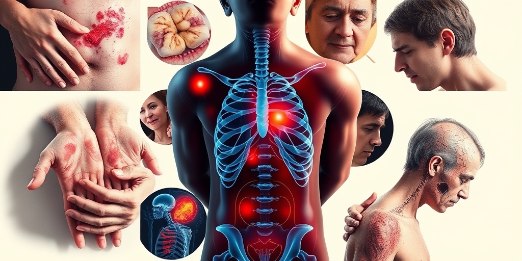 Close-up shots reveal skin lesions and abdominal pain, set against a creamy white background, highlighting porphyria symptoms. 2.png