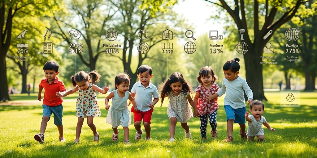 Diverse children playing in a sunny park, symbolizing genetic and environmental risk factors for Kawasaki Disease.3.png