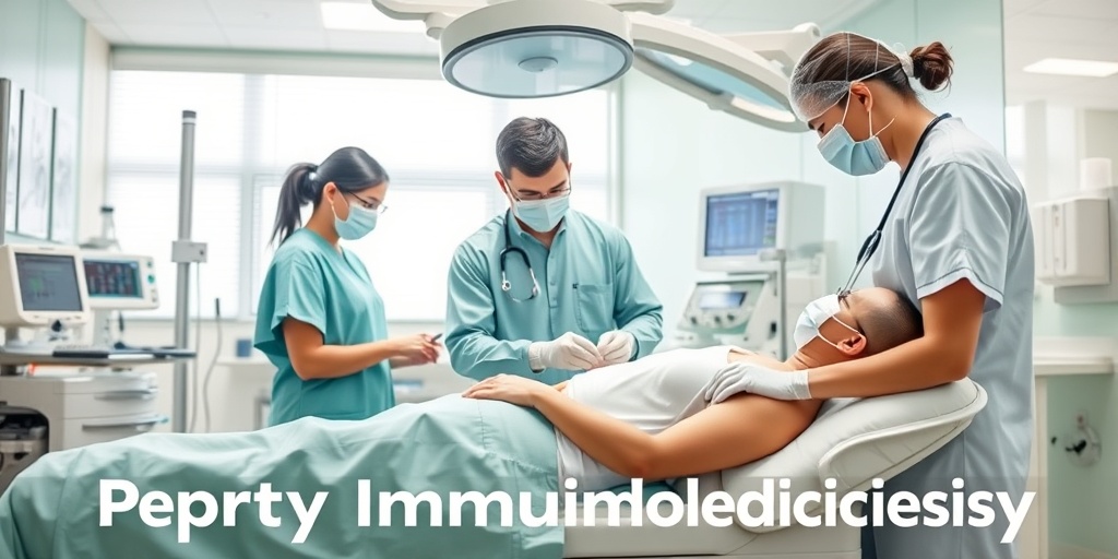 Healthcare professionals administer immunoglobulin therapy in a modern facility, highlighting advanced equipment and a caring atmosphere for patients.4.png