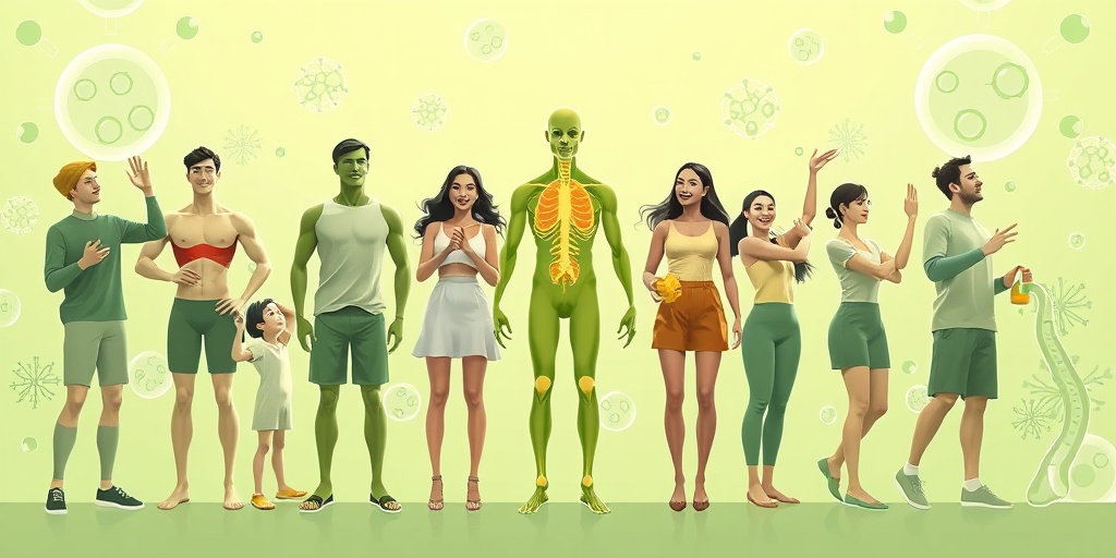 Individuals engage in dynamic activities illustrating potassium's role in muscle contraction and nerve function, set against a soft green and white palette.2.png