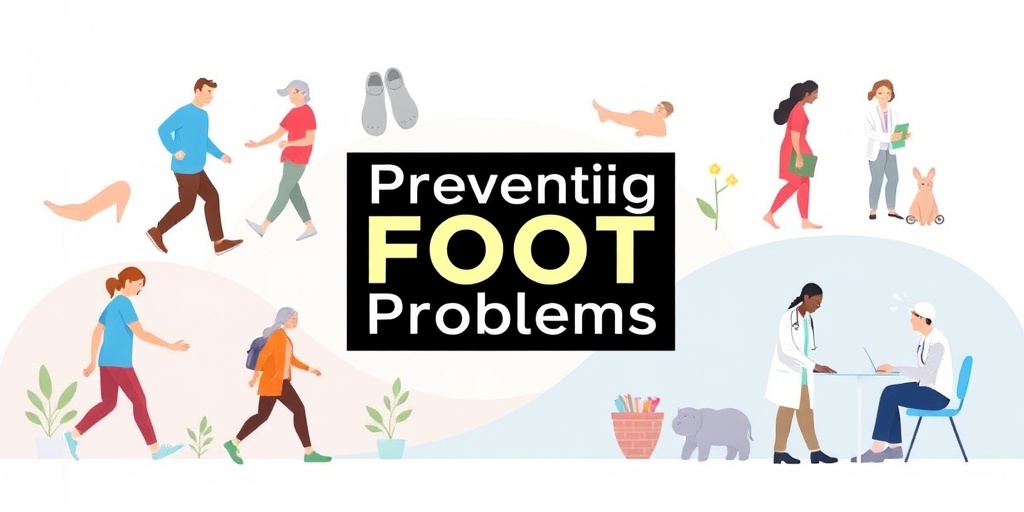 Individuals engage in preventive foot care activities, surrounded by uplifting colors and warm lighting, promoting proactive health measures.  5.png