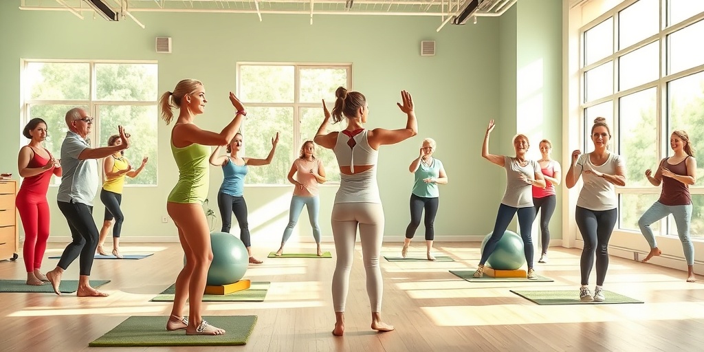 Participants of all ages engage in core strengthening exercises, guided by an instructor in a bright, inviting fitness class. 3.png