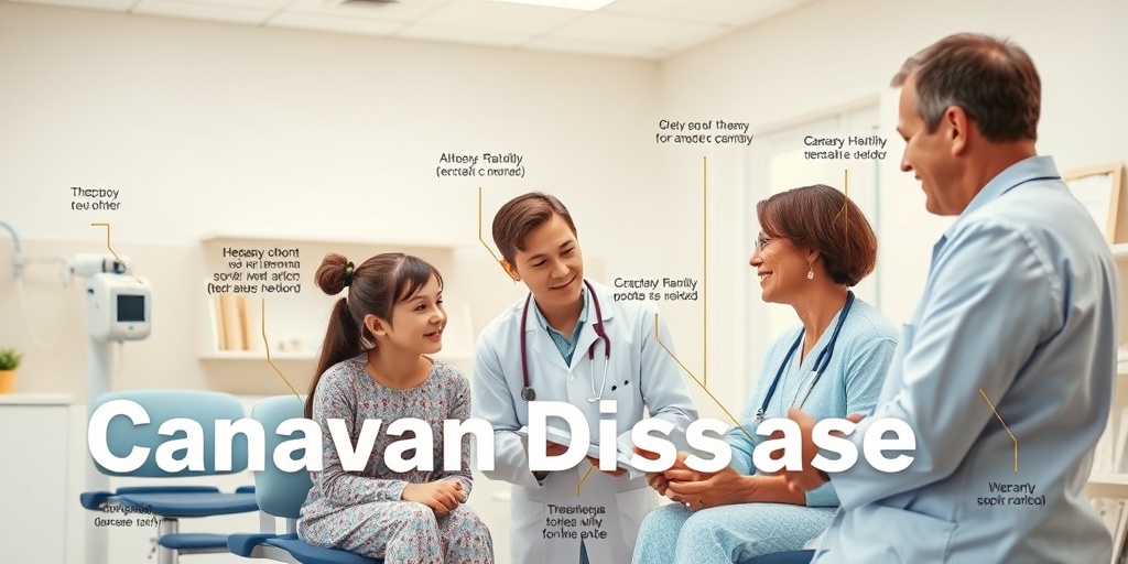 Pediatrician discusses treatment options with a family in a bright clinic, surrounded by therapy tools and educational materials.  4.png