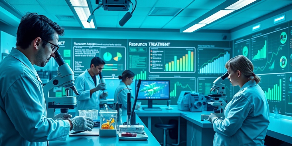 Researchers examine samples in a lab, showcasing advanced technology and charts, symbolizing hope for Recurrent Multiple Myeloma.  5.png