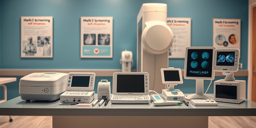 Various screening methods are neatly displayed on a modern table, emphasizing their importance in early disease detection. 3.png
