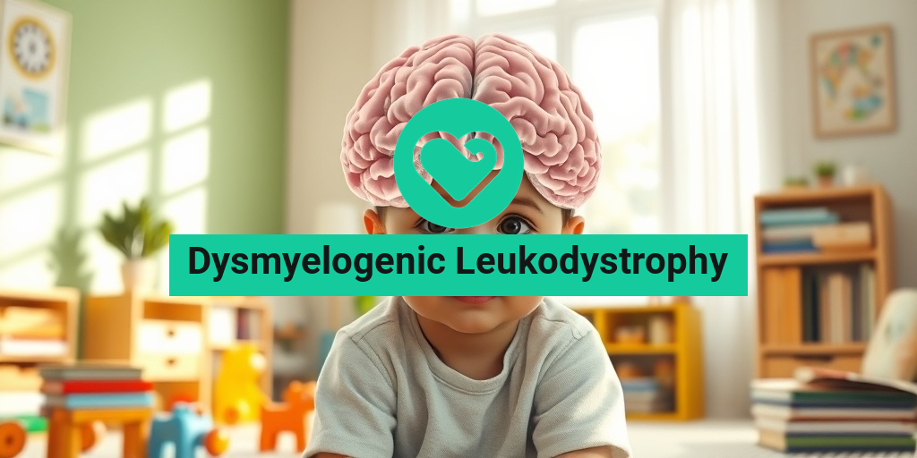 A child with Dysmyelogenic Leukodystrophy sits in a bright room, surrounded by educational toys, radiating curiosity and resilience. • Yesil Health AI