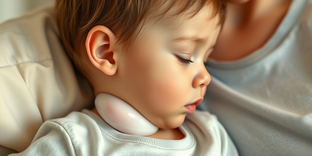 A child with neck swelling, surrounded by a caring parent, conveying support in a soft, hopeful color palette.  2.png