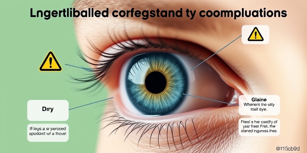 A close-up of an eye illustrating LASIK risks, with visual indicators of complications against a muted green background.  3.png