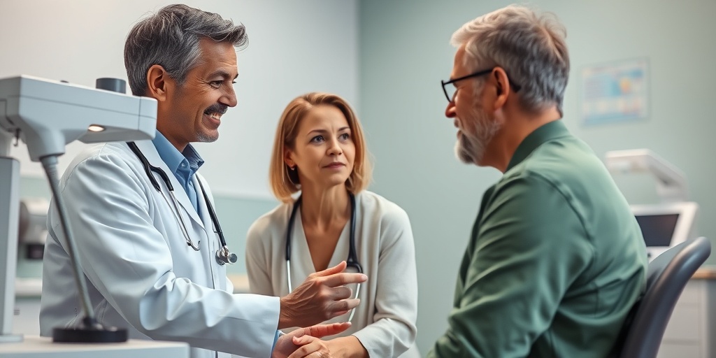 A compassionate doctor examines a patient in a modern clinic, emphasizing hope and accurate diagnosis.  3.png