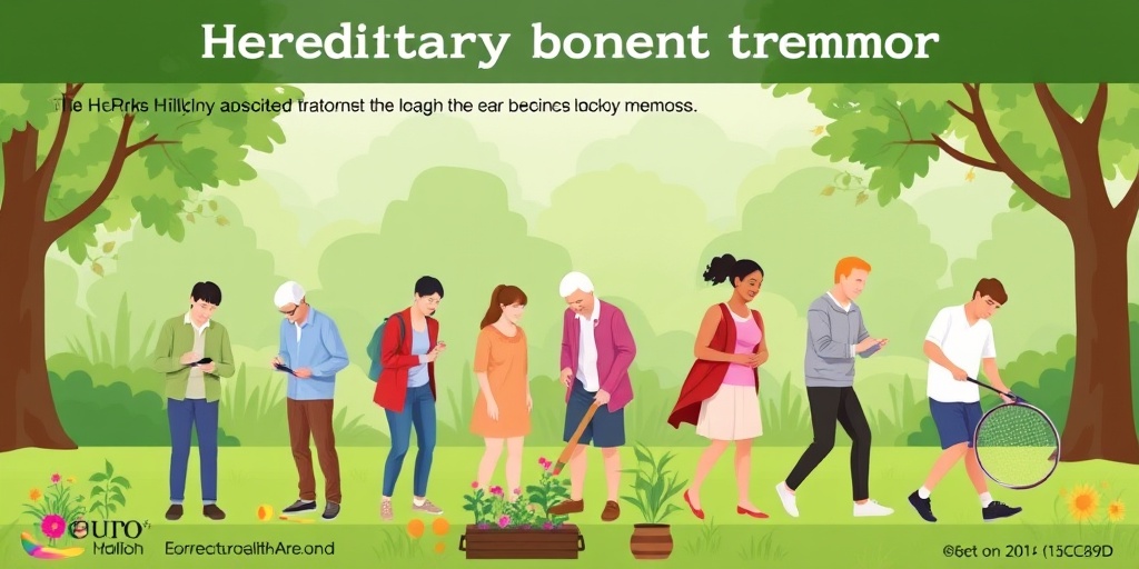 A diverse group in a park, each showing subtle tremors while engaged in activities like writing and gardening.  3.png