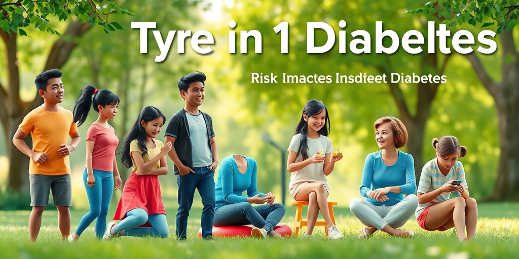 A diverse group in a park engages in healthy activities, promoting awareness of Type 1 Diabetes risk factors and community support.  3.png