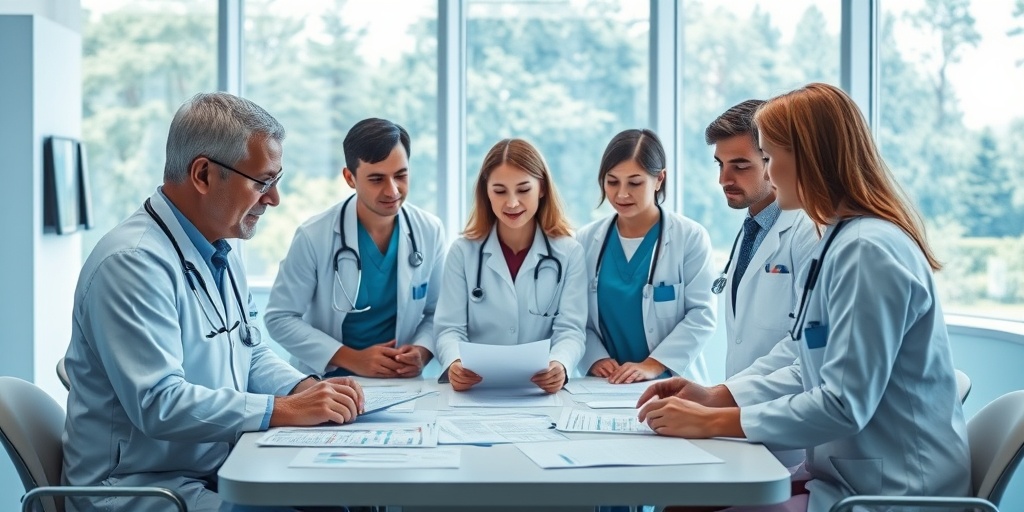 A healthcare team collaborates in a hospital conference room, discussing treatment options with determination and compassion.  4.png