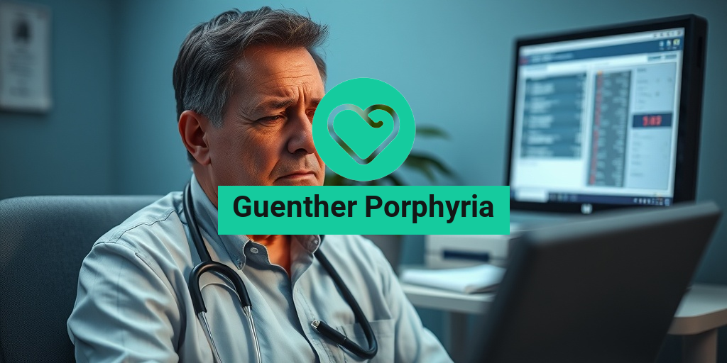 A middle-aged patient in a doctor's office, expressing pain while surrounded by medical charts and soft blue walls. • Yesil Health