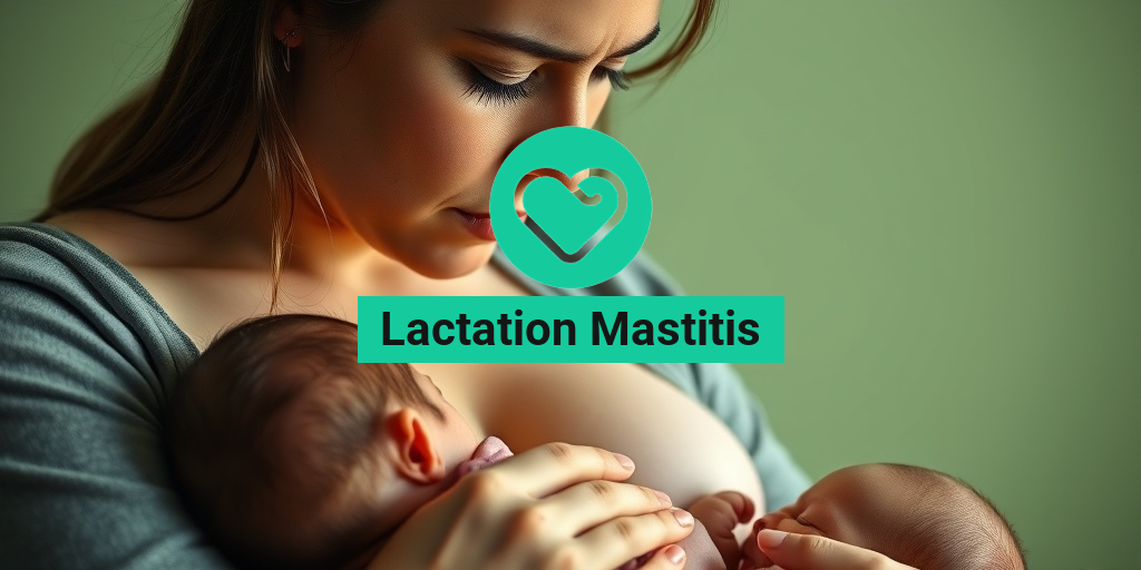 A mother tenderly breastfeeding her infant, showcasing a gentle expression of concern against a calming green backdrop. • Yesil Health AI