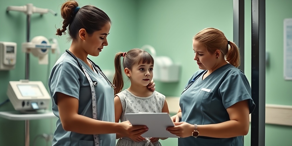 A nurse measuring a child's height and weight, emphasizing the importance of health assessments in childhood obesity.  4.png