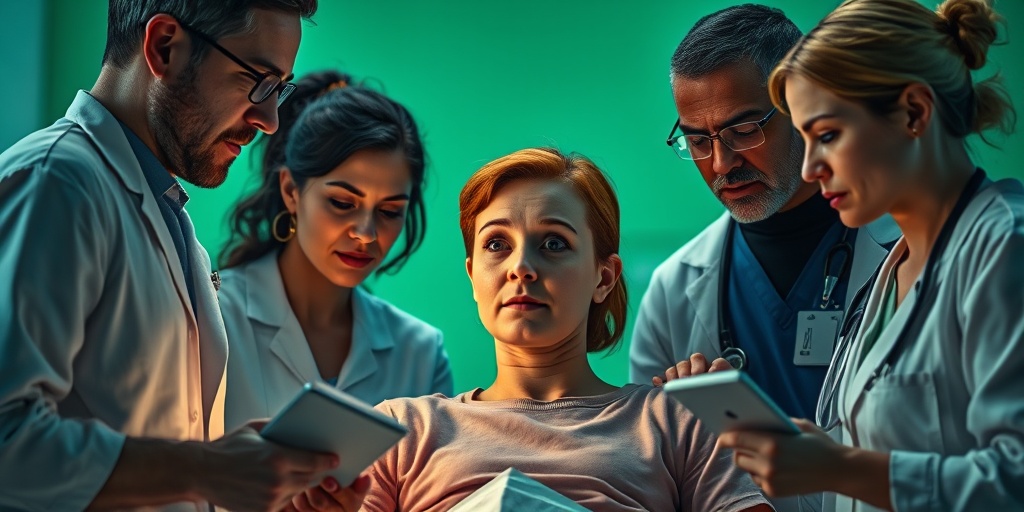A patient in a clinical setting receives compassionate care from attentive medical professionals, highlighting empathy and concern.  2.png