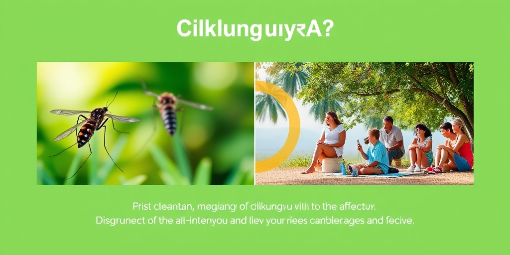 A split-screen visualization highlighting Chikungunya risk factors, featuring mosquitoes and outdoor activities in a natural setting.  3.png