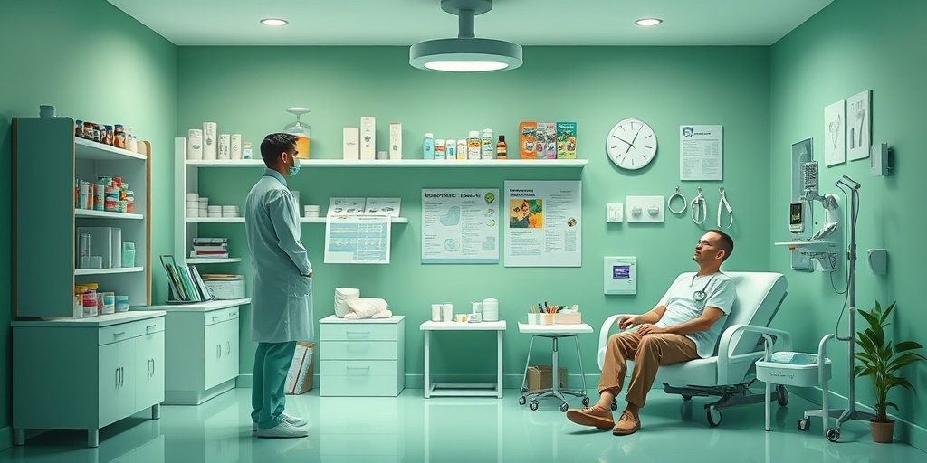 A treatment room displays various options for Multiple Endocrine Deficiency Syndrome, fostering collaboration between a patient and provider.  4.png