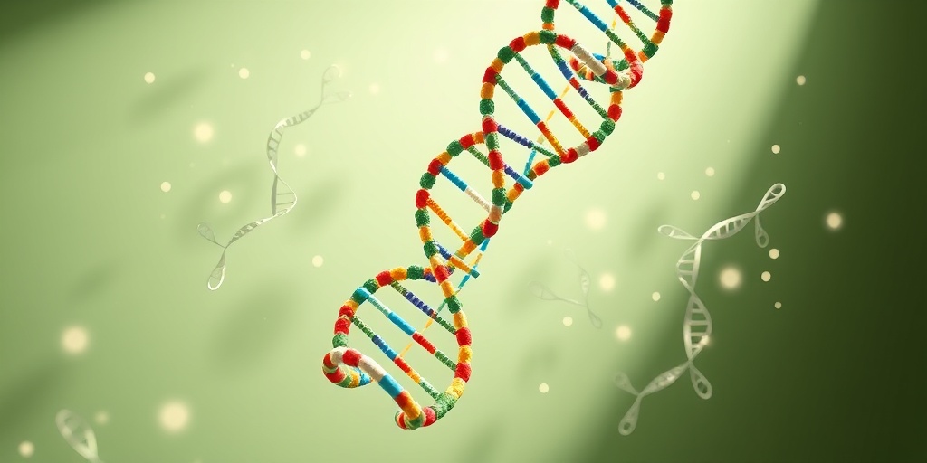 A vibrant DNA double helix model against a soft green backdrop, symbolizing the genetic factors of Pfeiffer Syndrome.  4.png