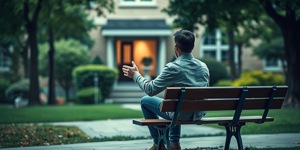 A vulnerable person seeks help on a park bench, symbolizing the courage to pursue mental health support.4.png