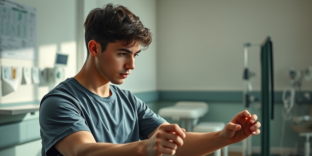 A young adult in rehabilitation, guided by a therapist through exercises after neurological effects of bacterial meningitis.  4.png
