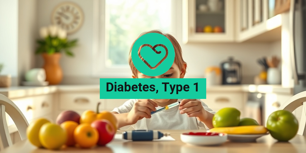 A young child with Type 1 Diabetes measures insulin at a bright kitchen table, surrounded by fruits and a glucose meter. β’ Yesil Health AI