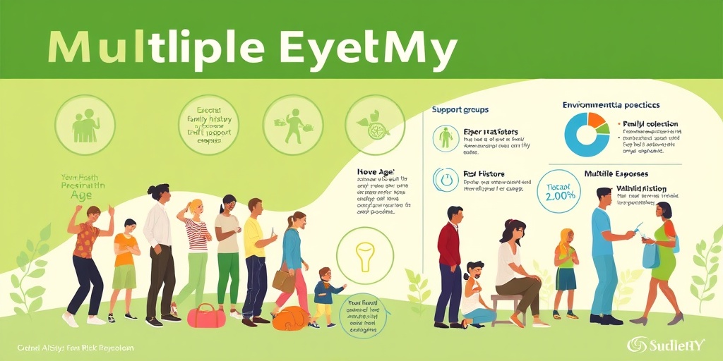 Individuals engage in healthy activities while infographics highlight Multiple Myeloma risk factors in a community setting.  3.png