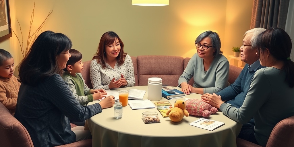 Parents share experiences in a cozy support group, fostering connection and hope in a nurturing atmosphere.  5.png